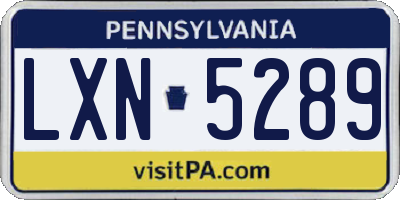 PA license plate LXN5289