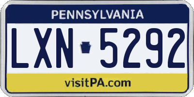PA license plate LXN5292