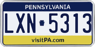 PA license plate LXN5313