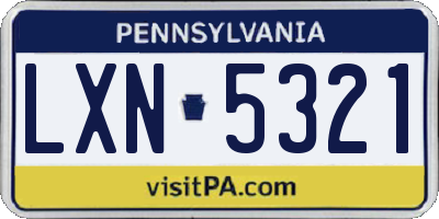 PA license plate LXN5321