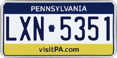 PA license plate LXN5351