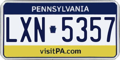 PA license plate LXN5357