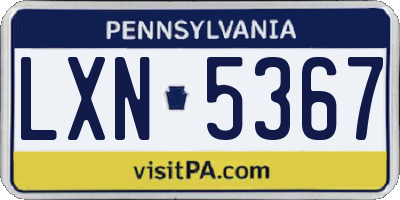 PA license plate LXN5367