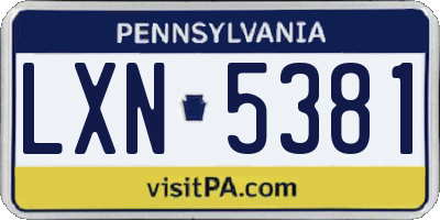PA license plate LXN5381