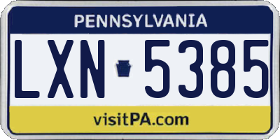 PA license plate LXN5385