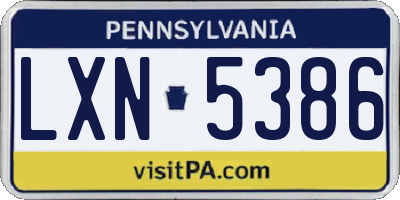 PA license plate LXN5386