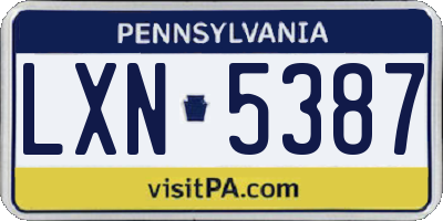 PA license plate LXN5387