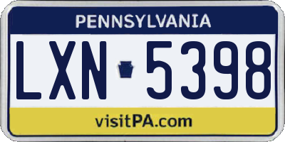 PA license plate LXN5398