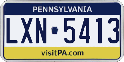 PA license plate LXN5413