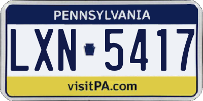 PA license plate LXN5417