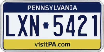 PA license plate LXN5421