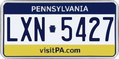 PA license plate LXN5427