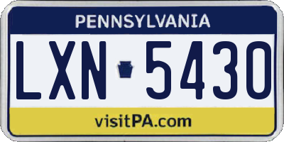 PA license plate LXN5430