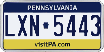 PA license plate LXN5443