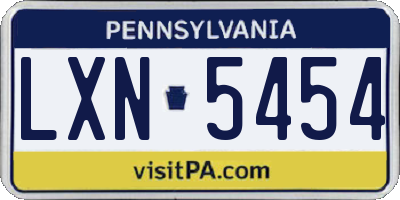PA license plate LXN5454