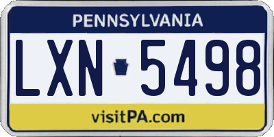 PA license plate LXN5498