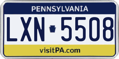PA license plate LXN5508