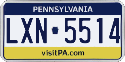 PA license plate LXN5514