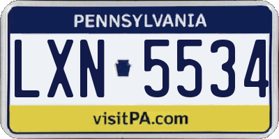 PA license plate LXN5534