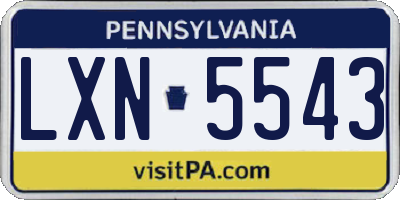 PA license plate LXN5543