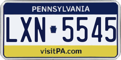 PA license plate LXN5545
