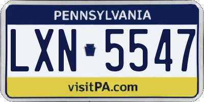 PA license plate LXN5547