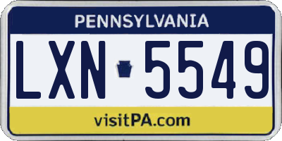 PA license plate LXN5549