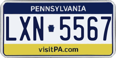 PA license plate LXN5567