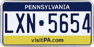 PA license plate LXN5654