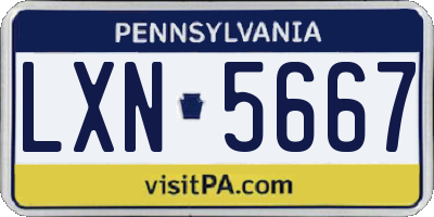 PA license plate LXN5667