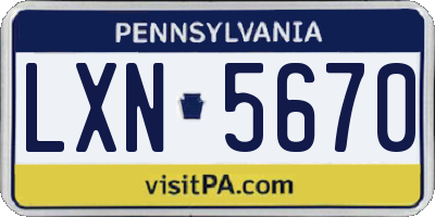 PA license plate LXN5670