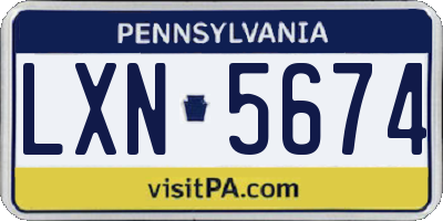 PA license plate LXN5674
