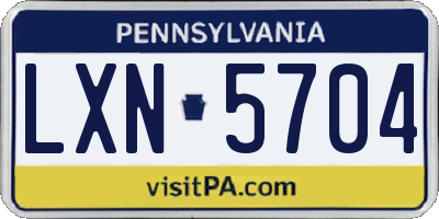 PA license plate LXN5704