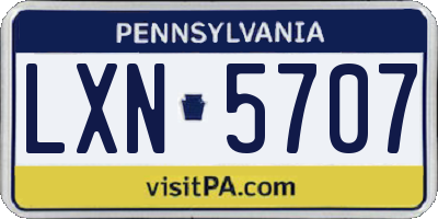 PA license plate LXN5707