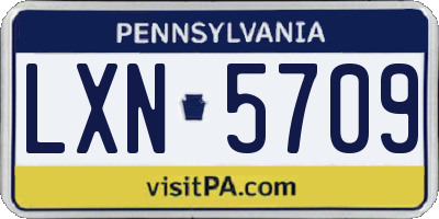 PA license plate LXN5709