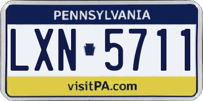 PA license plate LXN5711