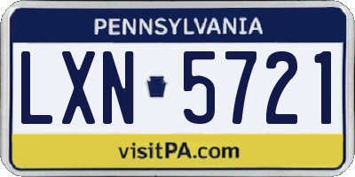 PA license plate LXN5721