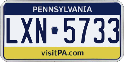 PA license plate LXN5733