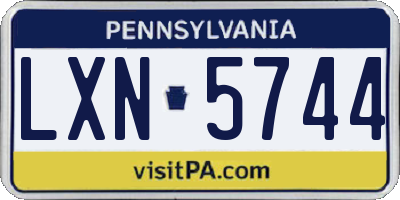 PA license plate LXN5744