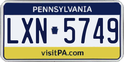 PA license plate LXN5749