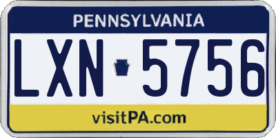 PA license plate LXN5756