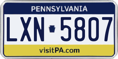 PA license plate LXN5807