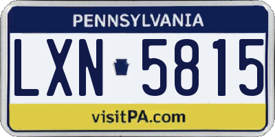 PA license plate LXN5815