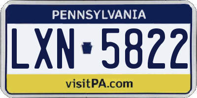 PA license plate LXN5822