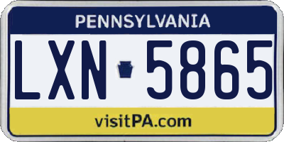 PA license plate LXN5865