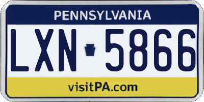 PA license plate LXN5866