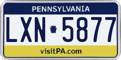 PA license plate LXN5877