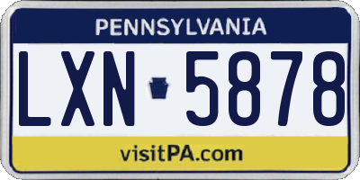 PA license plate LXN5878