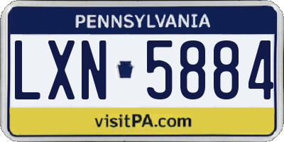 PA license plate LXN5884