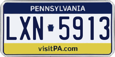 PA license plate LXN5913